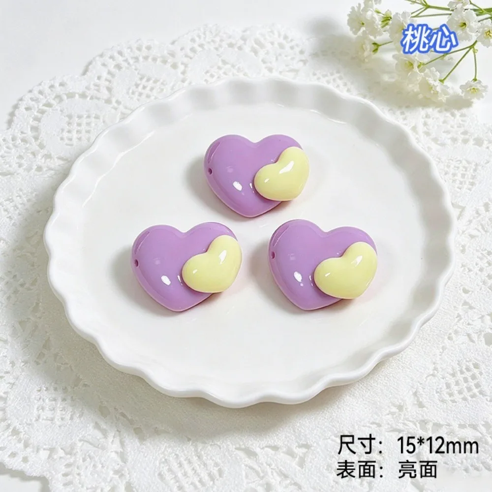 10Pcs New Cute Resin Mini Double Heart Series Flat Back Manicure Parts Embellishments For Hair Bows Accessories