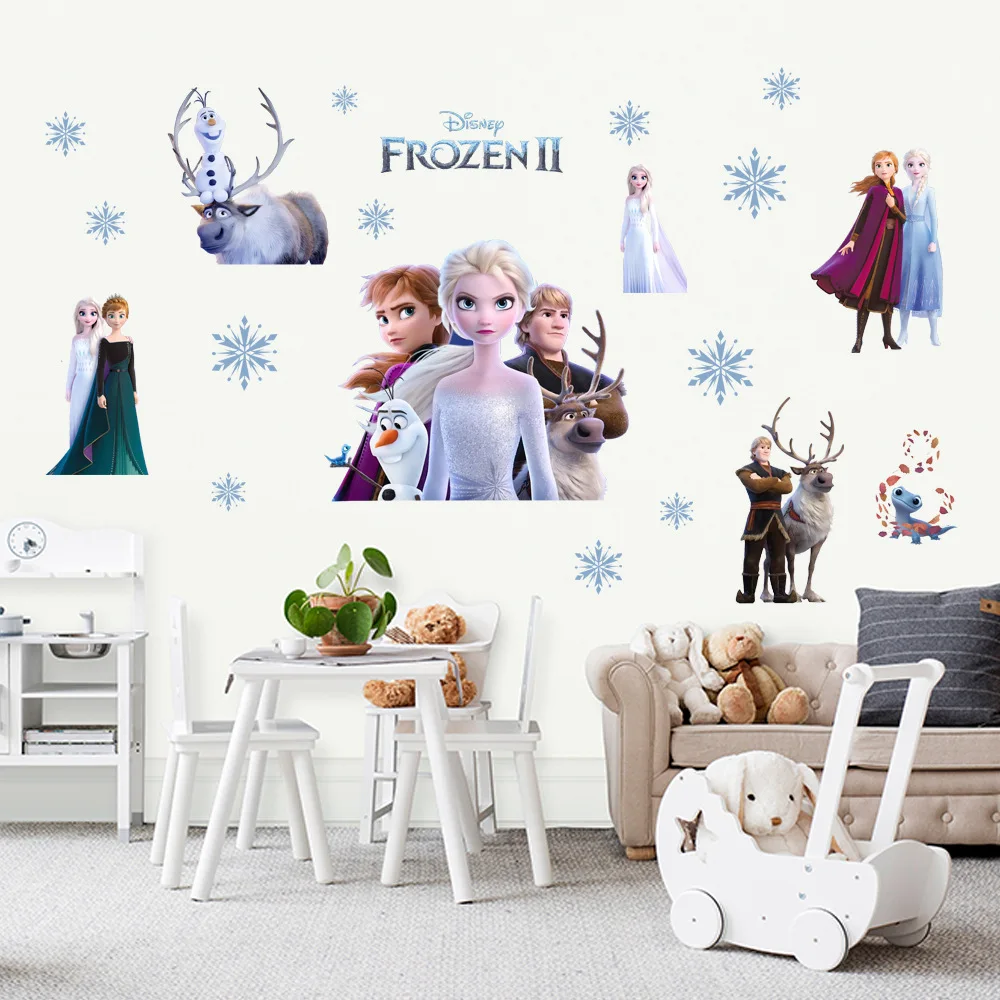 Cartoon diy frozen princess Elsa Anna wall stickers girl Children room background decoration removable kids bedroom poster decal