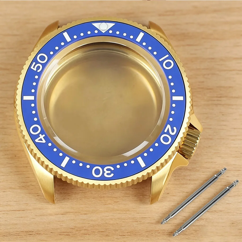 

Hot Sale 38MM PVD Gold Watch Case Sapphire Glass For SKX013 Seiko NH34 NH35 NH36/38 Movt Waterproof Design Brushed Repair Parts