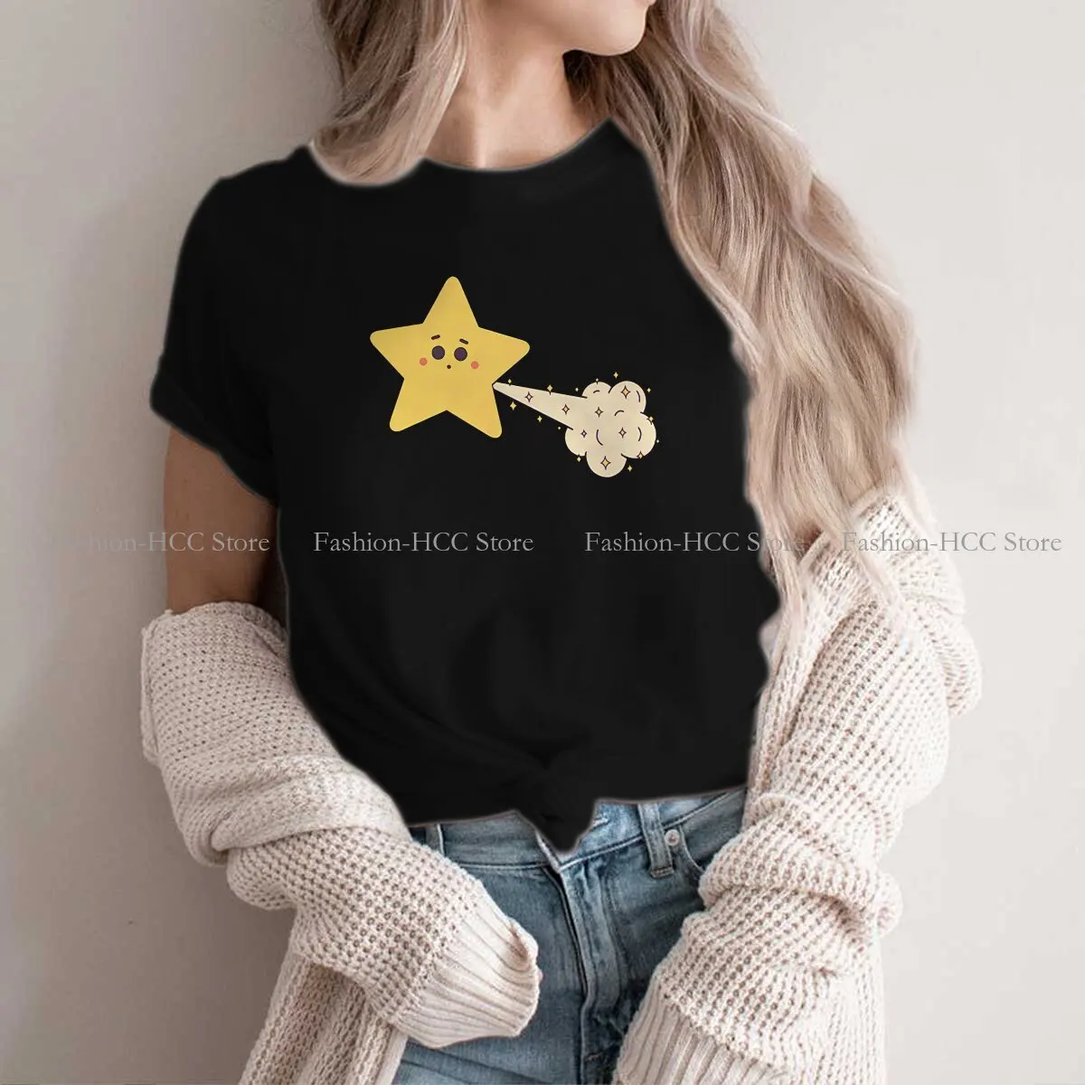 

Tooting Star Casual TShirt Space Style Tops Leisure T Shirt Female Short Sleeve