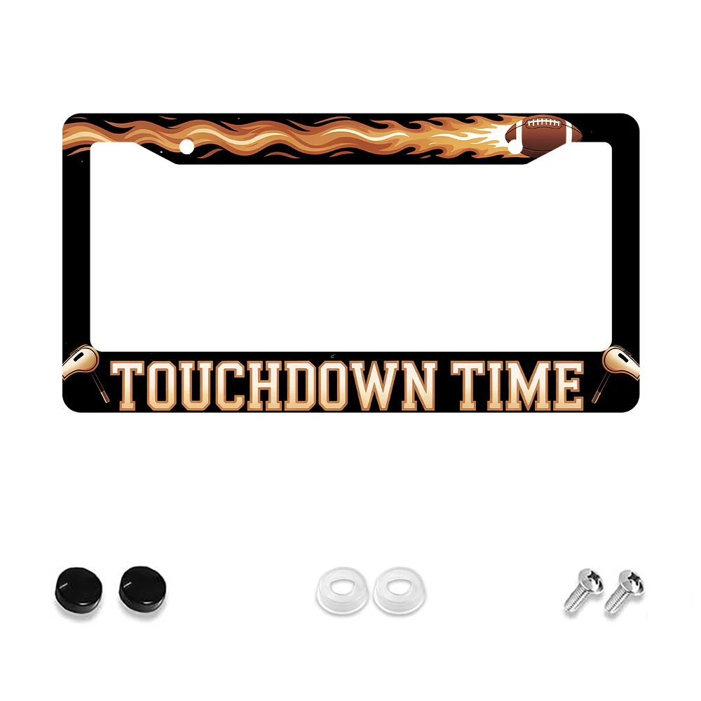 1 قطعة كرة القدم باللونين الأسود والذهبي نمط لهب 2 حفرة إطار لوحة الترخيص ، مادة الألومنيوم ، 6x12 بوصة ، مع طقم مسامير ، ريترو نوفمبر
