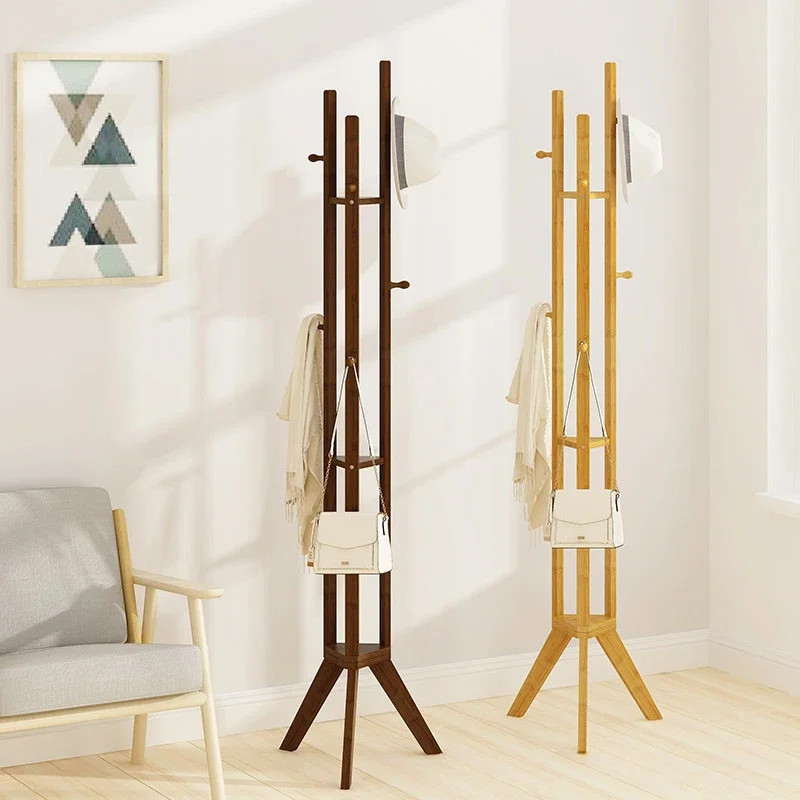 Clothes Rack Floor Standing Bedroom Hanging Clothes Rack Room Clothes Shelf Simple Multi-function Solid Wood Hanging Clothe Rack