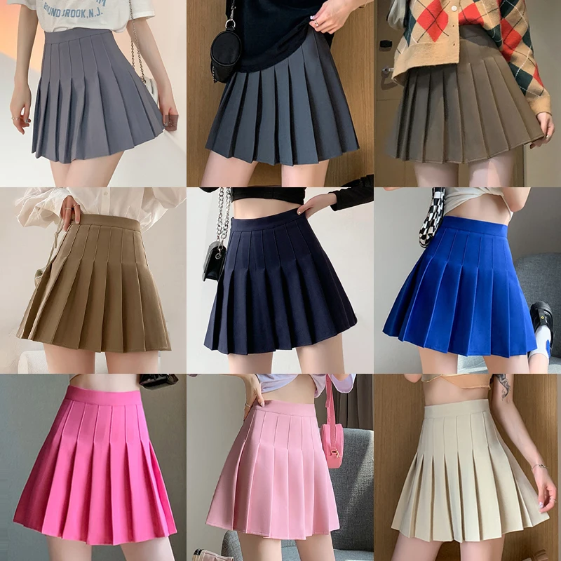 Women Mini Skirt Tennis Skirt High Waist  Pleated Skirt Kawaii Skater Tennis Skirts School Girl Uniform