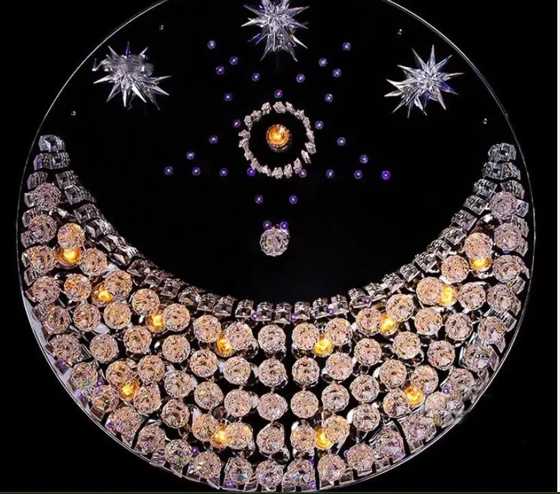 LED ستار كريستال السقف K9 مصابيح القمر أضواء السقف الدافئة والإبداعية كريستال مزيج غرفة المعيشة الأطفال نجمة