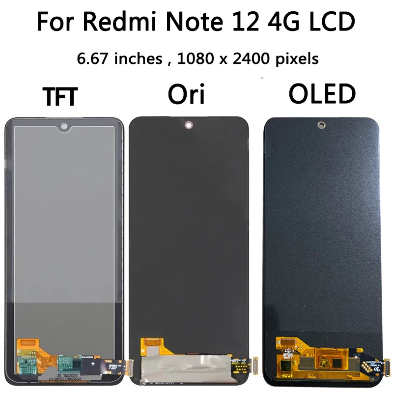 AMOLED LCD For Xiaomi Redmi Note 12 4G 23021RAAEG LCD Display Touch Screen Digitizer Assembly For Redmi Note12 5G 22111317I