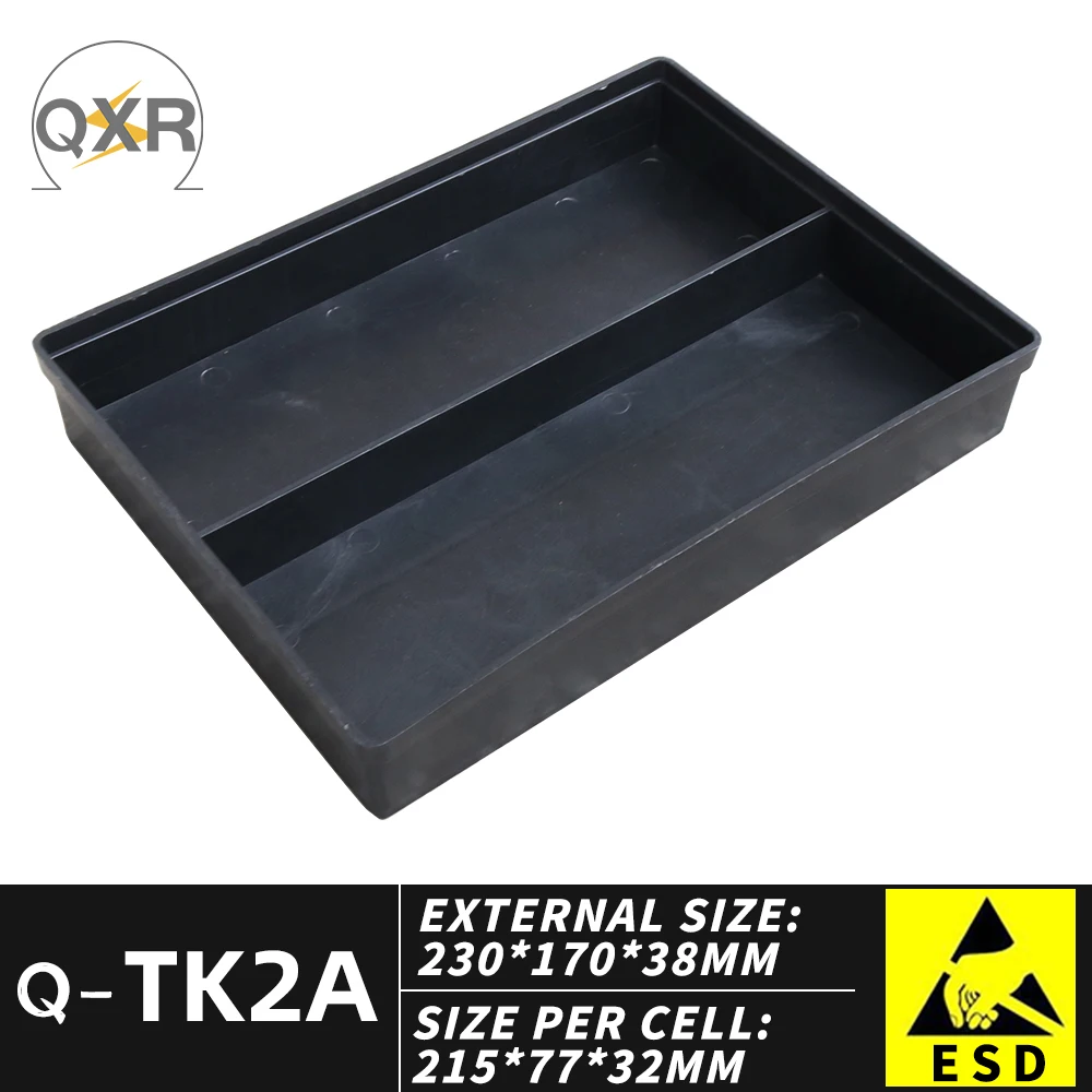 ESD Q-TK2A compartment grid Tray 230X170X38mm Black Antistatic Dual Zone ESD Safe Component Tray