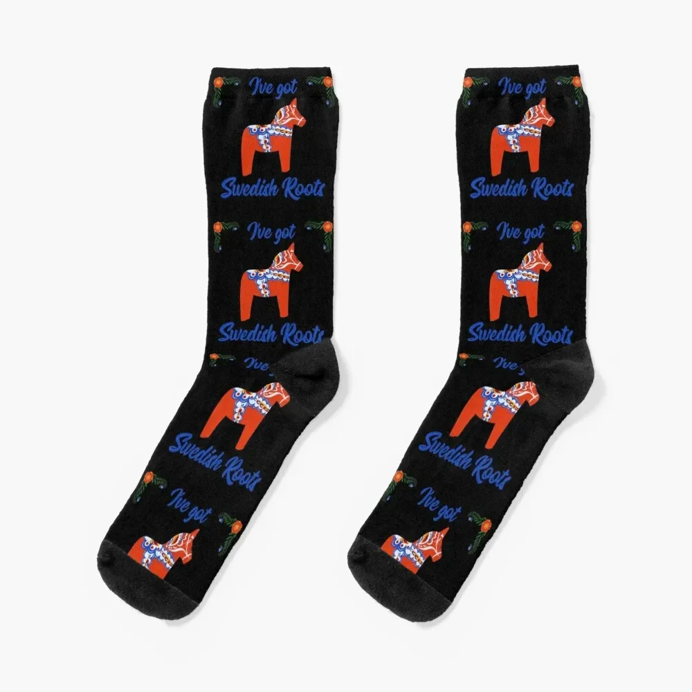 I ve got Swedish rootsRed Swedish dala horse Socks gym Heating sock cool sport Men Socks Luxury Brand Women's