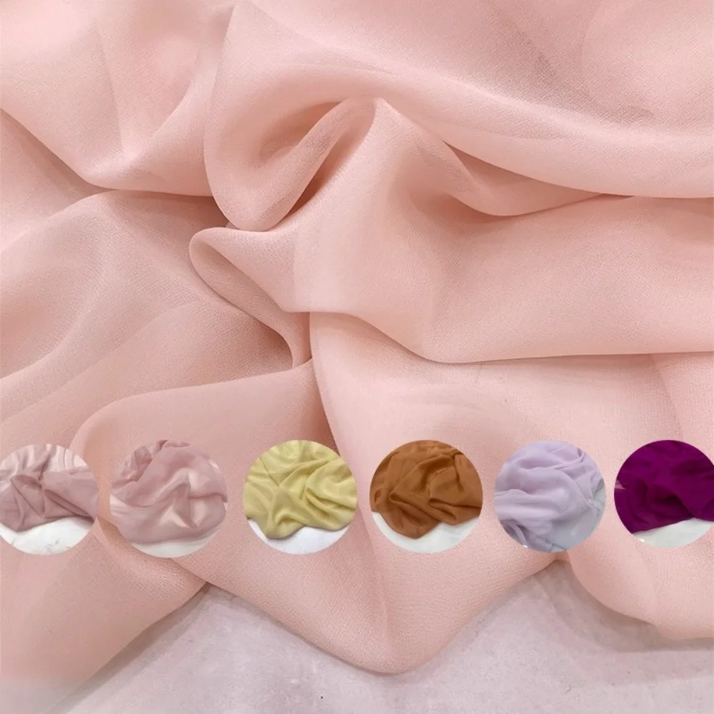 

Однотонная шелковая жеоржетная шифоновая ткань для шелковой подкладки, ткань для платья ханьфу по метрам, ткань для шитья своими руками