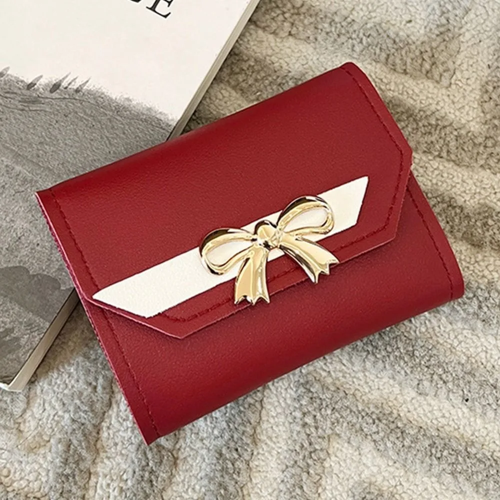 New PU Leather Women Wallet Foldable Small Short Coin Purses Card Holder Ladies