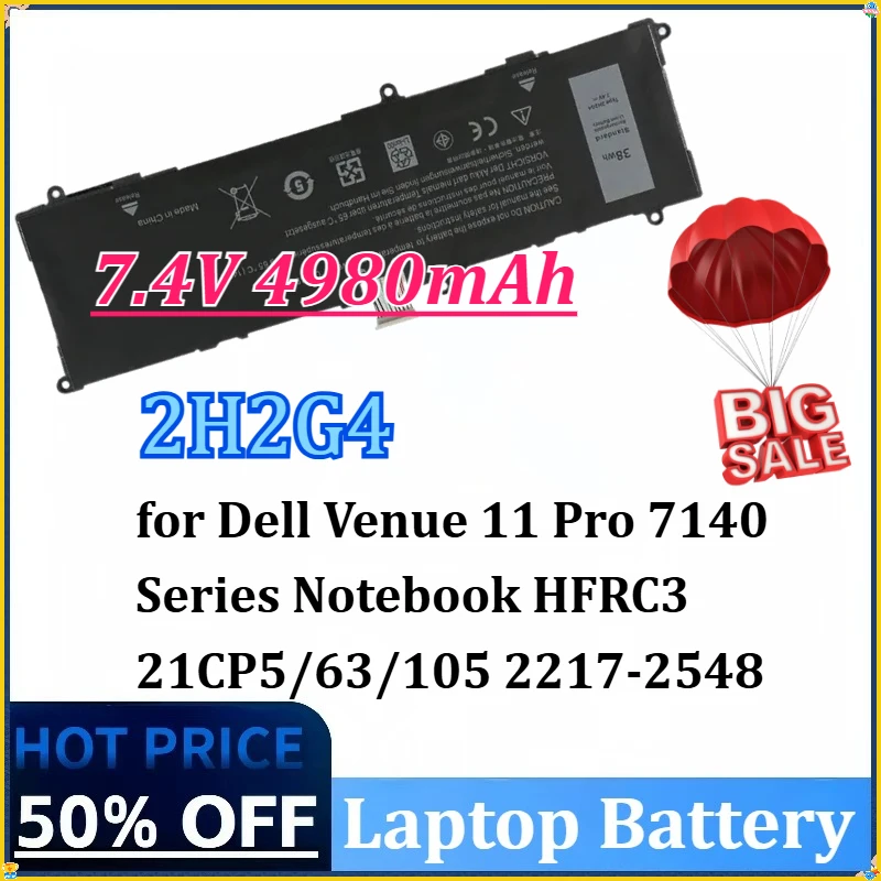 

NEW 7.4V 38Wh 4980mAh Laptop Battery Replacement for Dell Venue 11 Pro 7140 Series Notebook HFRC3 21CP5/63/105 2217-2548