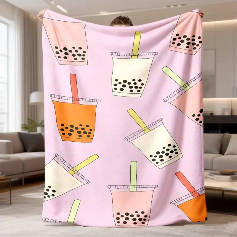 Cute Patchwork Strawberry Plaid Floral Print Throw Blanket Pink Gingham Striped Daisy Pattern Soft Warm Blanket For All Season