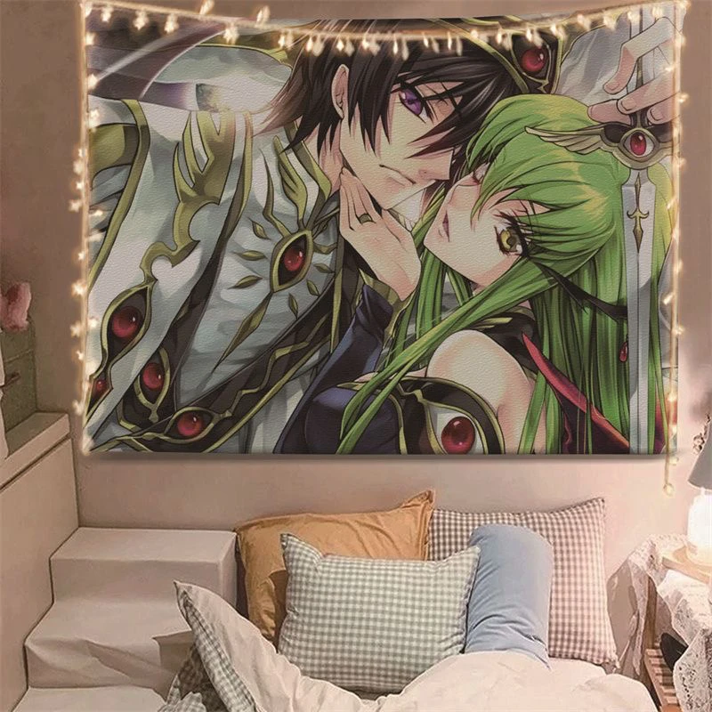 R-ebl-ious-Lelo-uch animation surrounding background cloth dormitory bedroomrental house hanging cloth without punching wall han