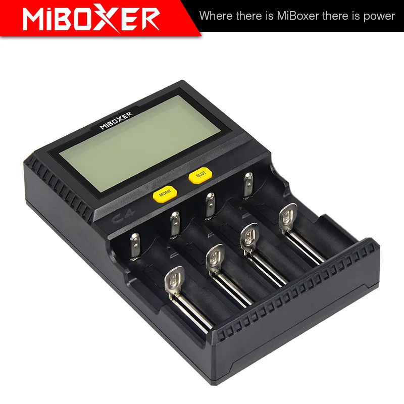 MiBoxer C4 Battery Smart Charger Double AA Max 2.5A/Slot Super Fast 18650 14500 26650 Charger Discharge Charge Function