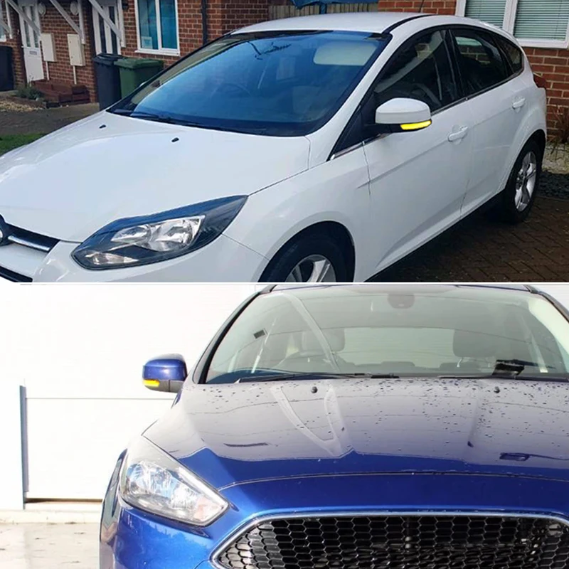 Автомобильные передние зеркала заднего вида, янтарные светодиодные динамические мигающие указатели поворота для Ford Fusion Focus Mk2 Mk3 Mk4 12V