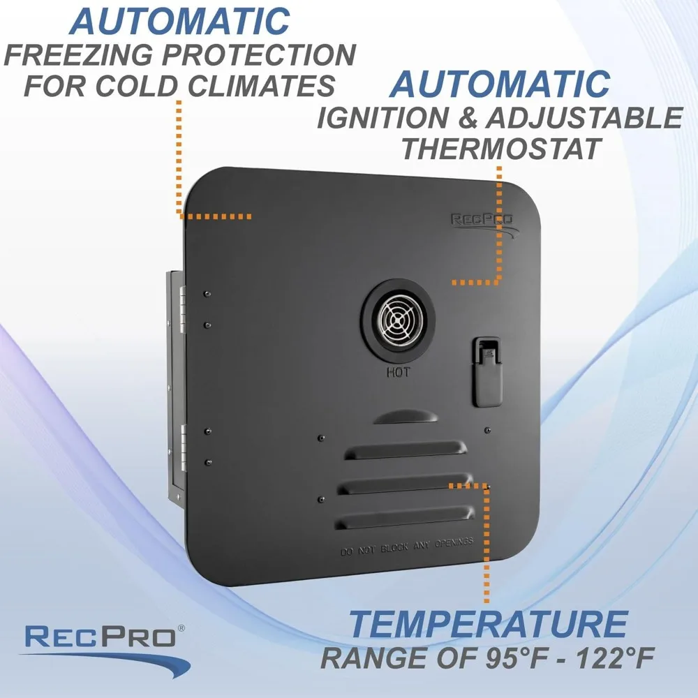 RV 탱크리스 온수 히터, 온 디맨드 가스 히터, 리모컨 포함 (블랙)
