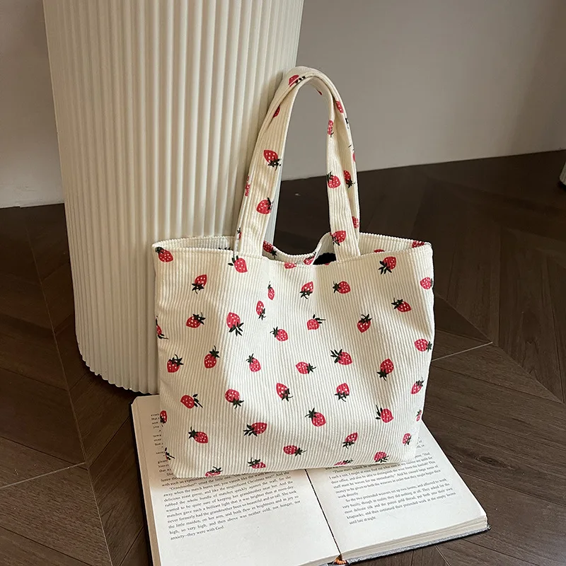 

Large Capaci Corduroy Canvas Tote Bag Women's Single oulder Bag for Class Simple Versatile 2024 New Sle Commuter Bag