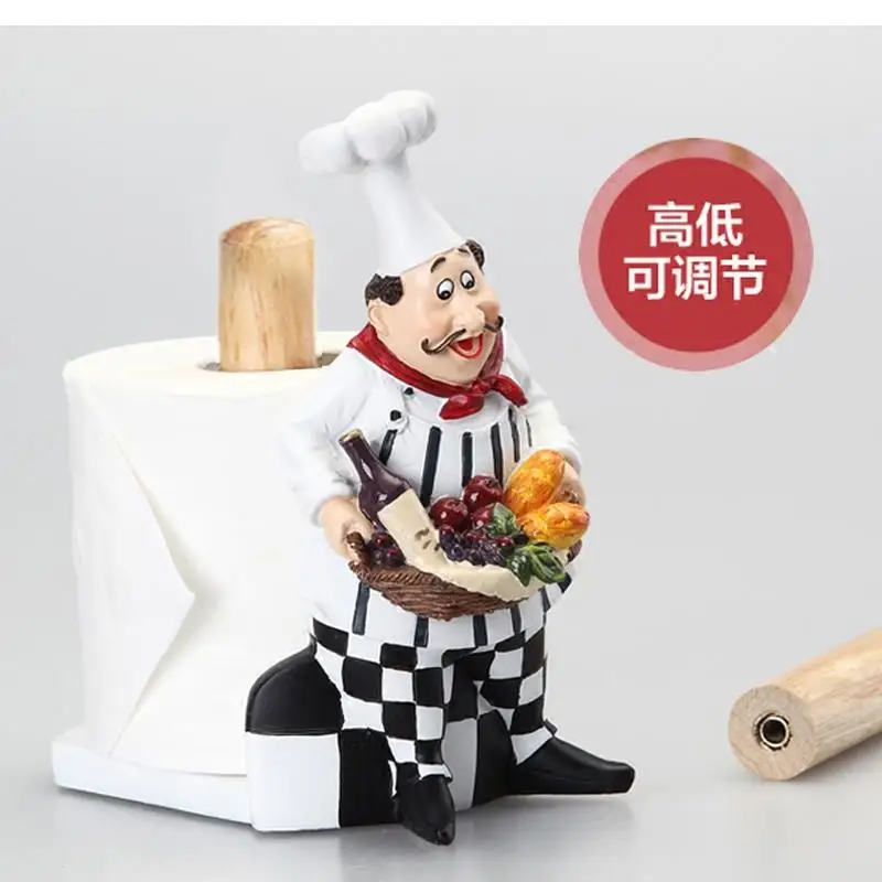 Chef Statue Paper Towel Rack Long/short Dual-use Vertical Rack/kitchen Roll Holder Household Goods