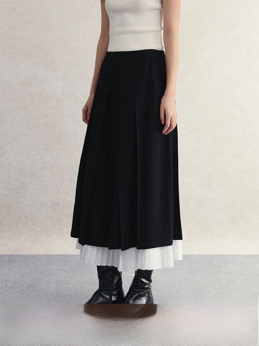 

Юбка CAREMIND с высокой талией, в клетку, с декоративными вставками в виде клавиш пианино, художественная, средней длины, А-силуэт, плиссированная, для женщин, Ciwalk