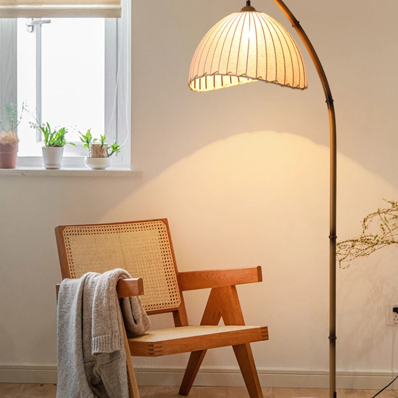 Imagem -04 - Lâmpada de Assoalho de Bambu Japonês Luz Rural Retro Handmade Tecido Pole Lamp Stand Decoração Atmosfera Sala Quarto e Homestay