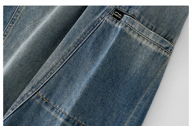 Hochwertige Kinder-Patchwork-Jeans mit Seitentaschen für Mädchen, Vintage Blaue Denim-Hose, Kinder-Cargo-Jeans mit Hoher Taille – Detail 9