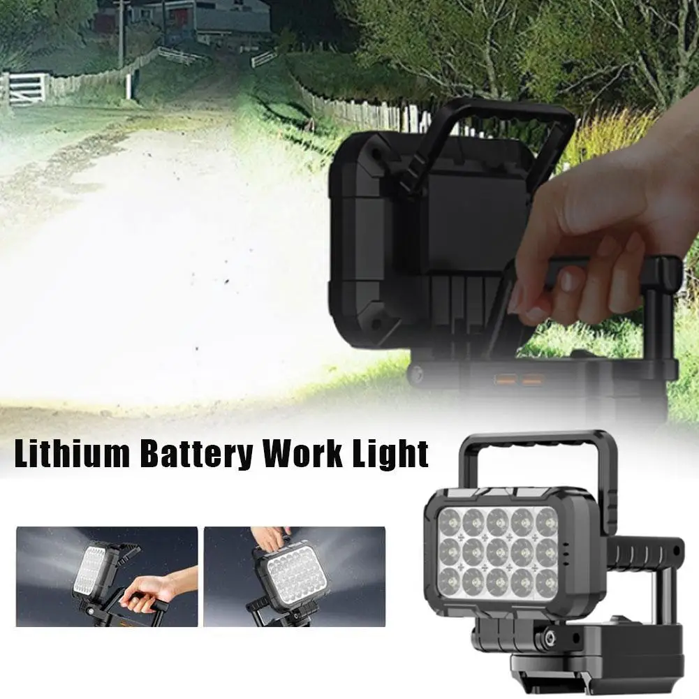 Lithium Battery Work Light for Makita Battery Flashlight Portable LED Spotlight Floodlight With Dual USB Charging Port Car Tool