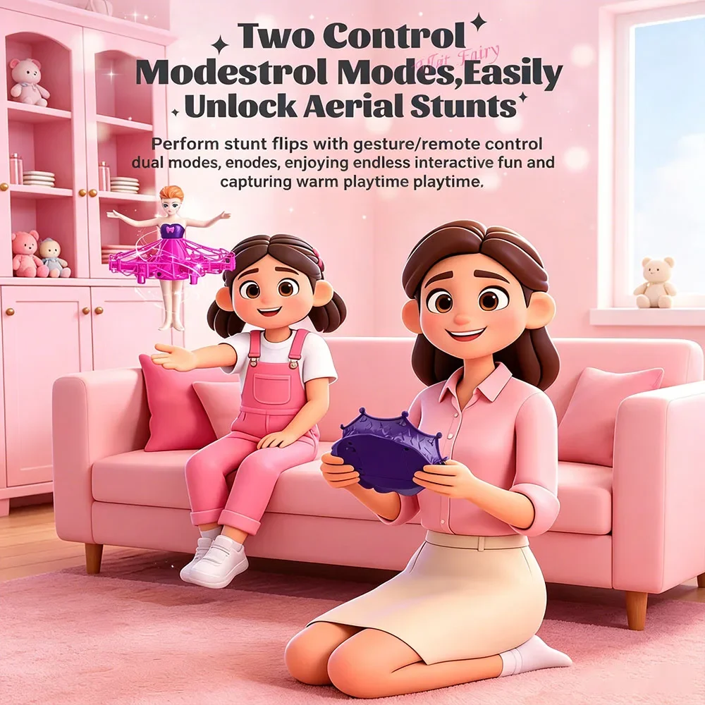 H140 Drone with Crown Princess Shape Gesture Stunt Ballet Flying Fairy Easy Operation Flying Girl's Most Beautiful Birthday Gift