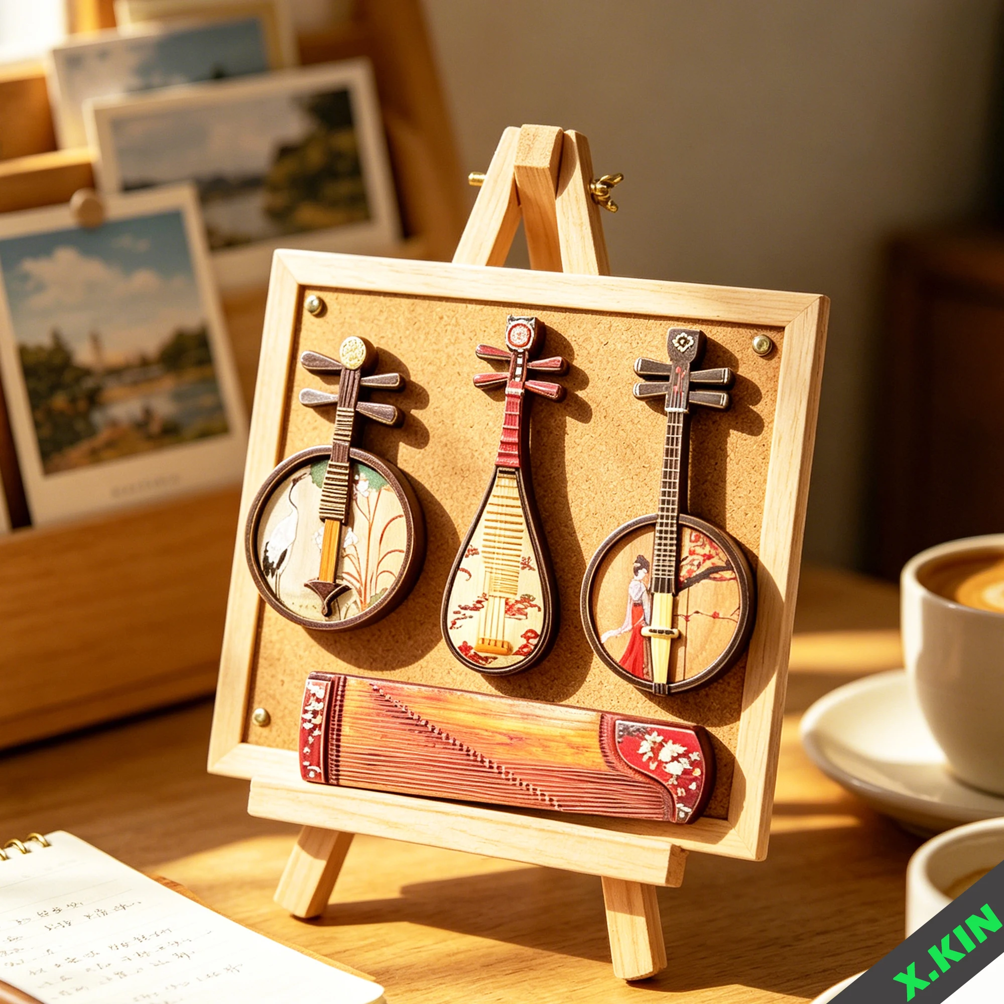 Musical Instrument Guzheng - Chinese Traditional Wooden Instrument Fridge Magnets,