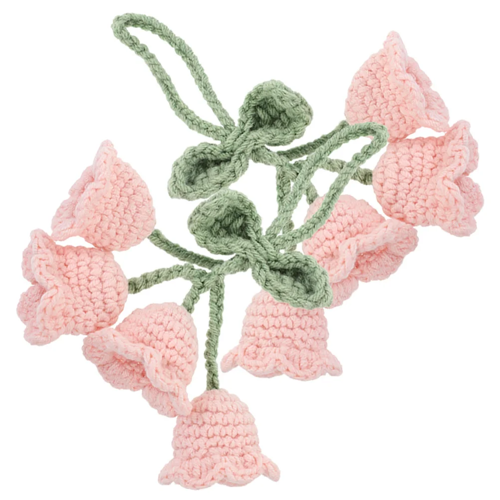 

2Pcs Knitted Crochet Flower Pendant Car Rearview Mirror Hanging Decor Keychain Bag Charm Decorative Accessory Car Mirror Pendant