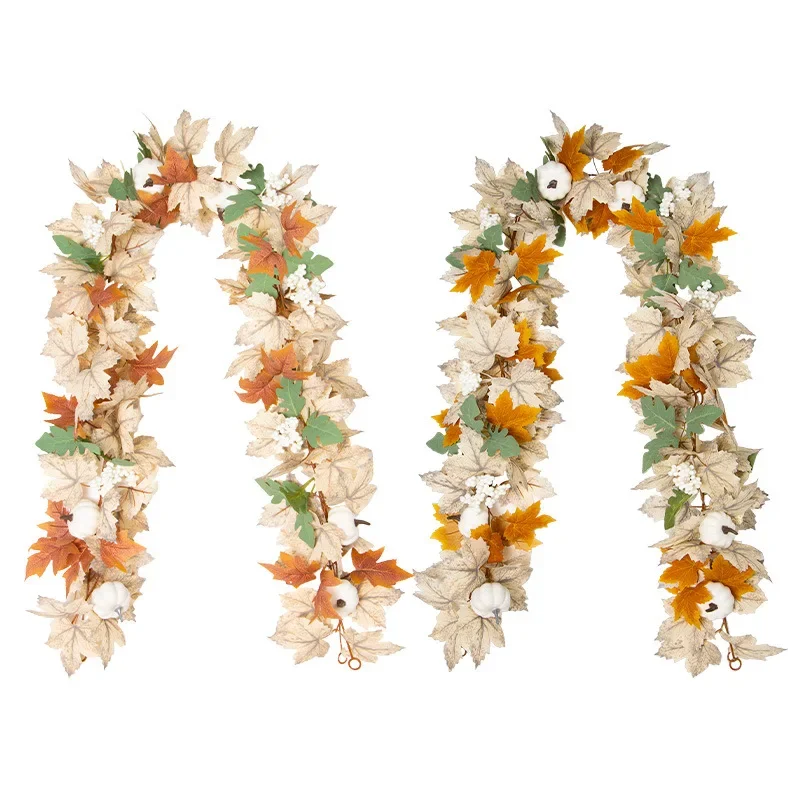 175cm Artificial Fall Maple Leaf Garland Fake Plants Autumn Home Decor Leaves Vine Halloween Festivals Thanksgiving Wedding