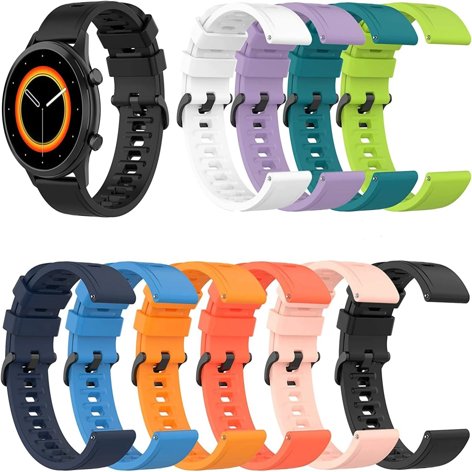 Vibrant and Comfortable Colorful Soft Silicone 22mm Replacement Quick Release Sport Watch Band Straps for Garmin Venu Sq Smartwa