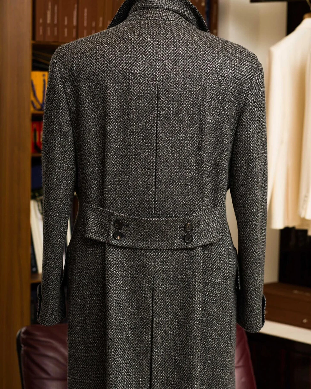 เสื้อโค้ททวีดผู้ชายแบบสั่งตัดพิเศษ กันลม กระดุมสองแถว สำหรับเจ้าบ่าว งานปาร์ตี้ งานพรอม ชุดทำงาน แบบชิ้นเดียว