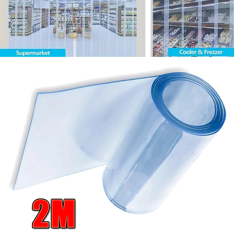 2m Transparent Curtain PVC Windproof Soft Curtain Strip Strip Sheer Curtain Plastic Winter Door Kitchen Cabinet Screen Curtain