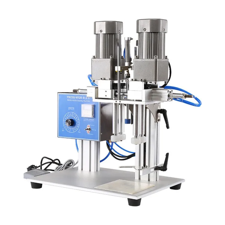 Semi Automatic Desktop Pneumatic Plastic Cap Screw Machine Cosmetics Water Beverage Glass Spray Bottle Capping Machine