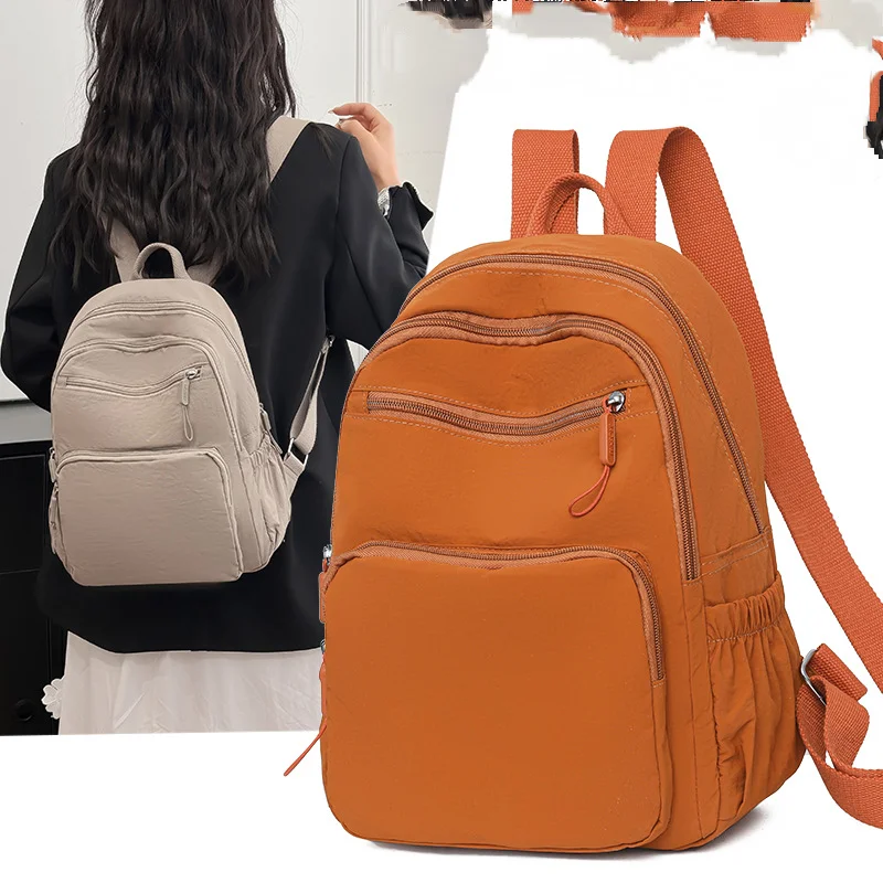 New Womens Lightweight Nylon Small Backpack Multi-Pocket Casual Daypack Convertible Shoulder Bag for Travel Work Daily Use