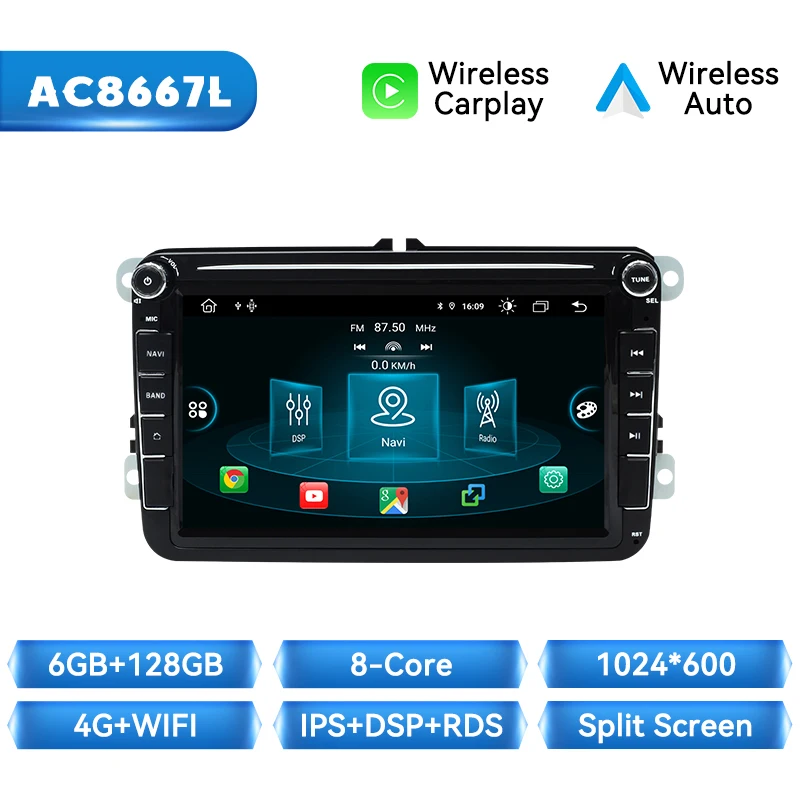 Auto Radiospeler voor VW/Volkswagen/Golf/Passat/b7/b6/Skoda/Seat/Octavia/Polo/Tiguan Android Draadloze Carplay 4G Wifi DSP Stereo