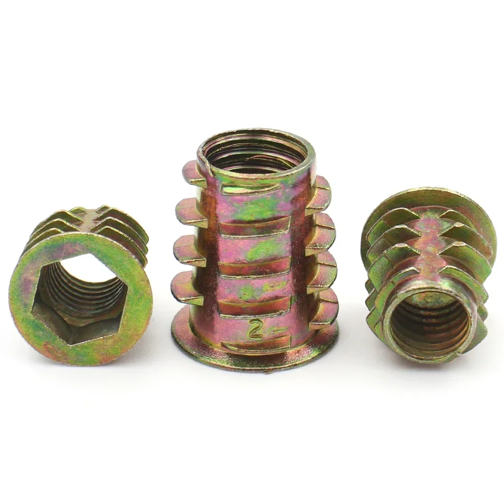 5/10pcs M4 M5 M6 M8 M10 Zinc Alloy Thread For Wood Insert Nut Flanged Hex Drive Head Furniture Nuts