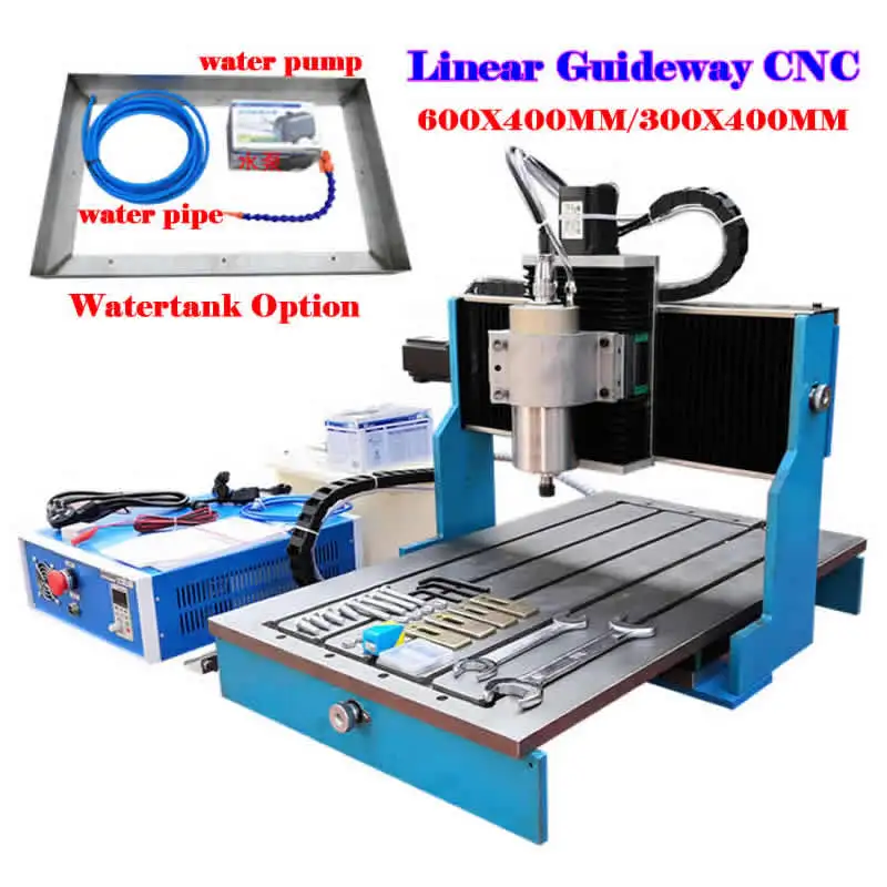 6040 Square Linear Guideway CNC 3040 Metal Router 2200W 4 Axis USB Interface Stainless Steel Table Milling Engraving Machine