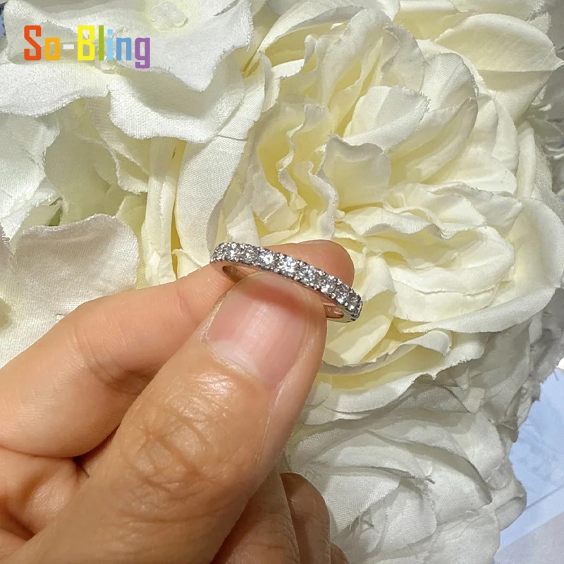So-Bling 0.03ct 2mm D Color VVS Moissanite Ring For Women S925 Sterling Silver Jewelry  Rings Pass Diamond Tester Wedding Bands