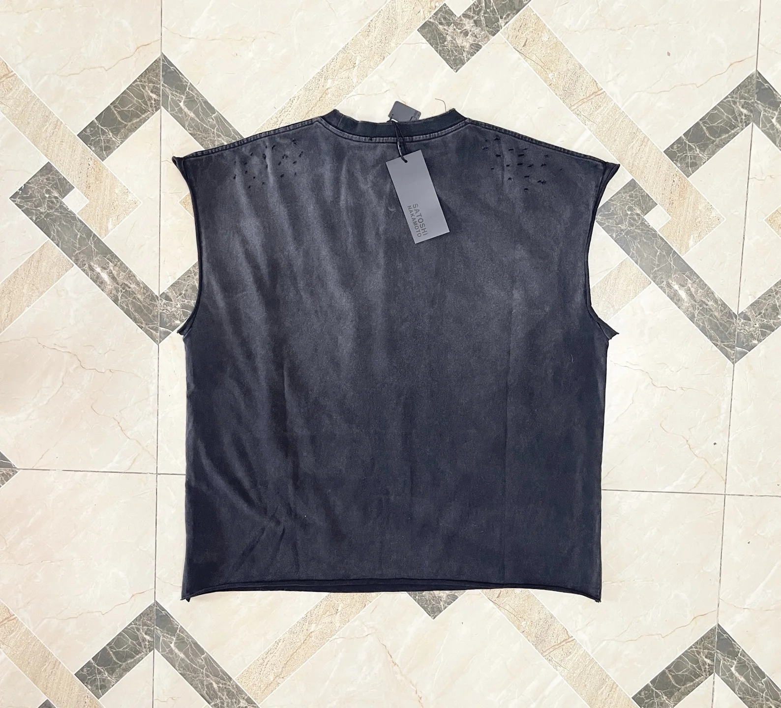 Washed Hole SATOSHI NAKAMOTO Off Road Motorcycle Rider Sleeveless Vest T Shirt Men Women Best Quality Tee Tops T-Shirt