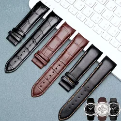 Curved End Genuine Leather Watchband 22mm 23mm 24mm for Tissot Couturier T035 Watch Band Steel Buckle Strap Wrist Bracelet Brown