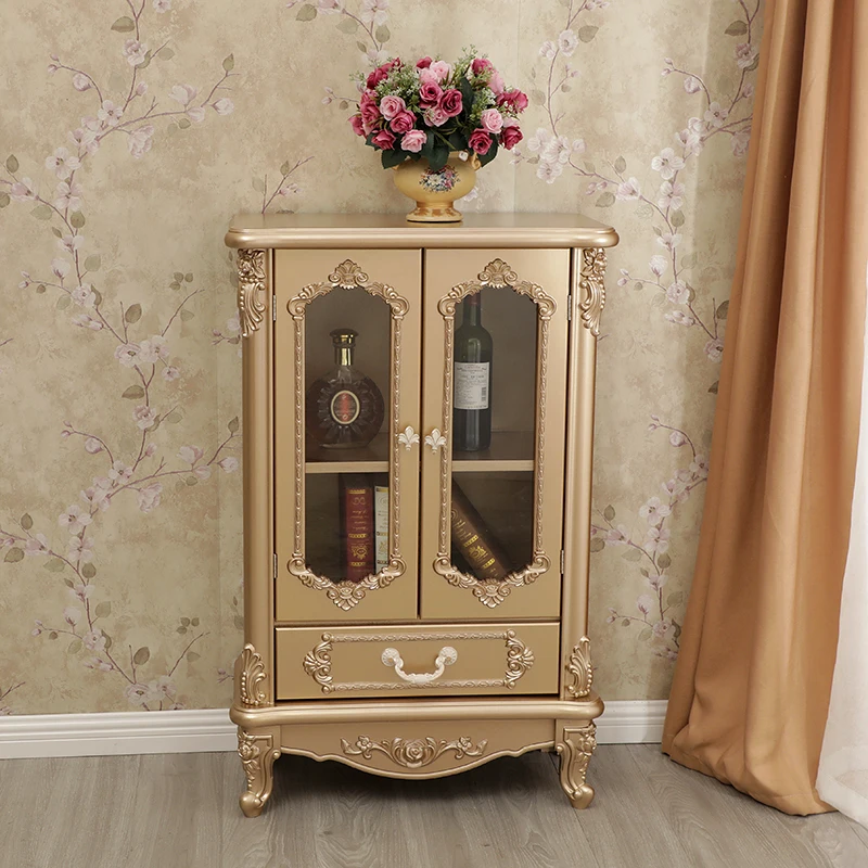 New European luxury wine cabinet, champagne gold edge cabinet, locker, champagne color side cabinet