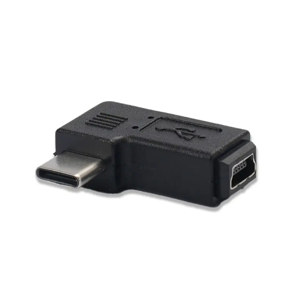 5 Pin USB Female Adapter 5V 90 Degree Angle Mini USB to USB C Converter Fast Charging Data Transfer