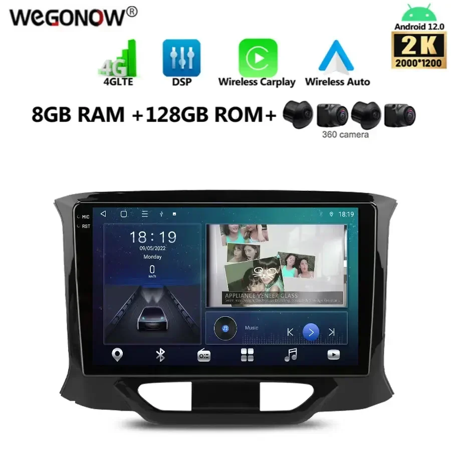 2000*1200 Carplay Auto Android 13.0 8G+128G Camera Car DVD Player GPS Map WIFI Bluetooth RDS Radio For LADA Xray X ray 2015-2019