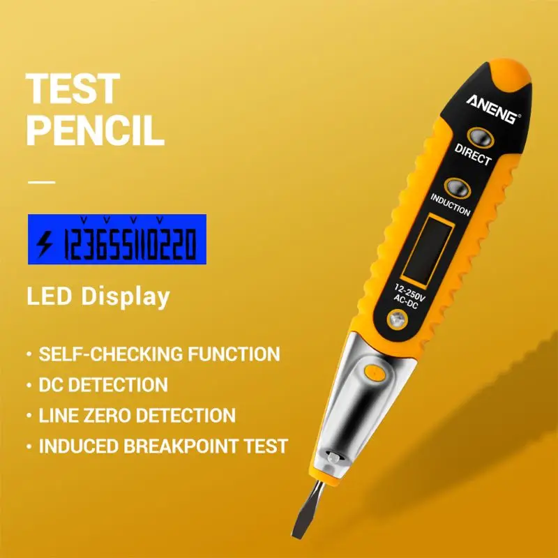 Voltage Detector Electrical Tester Pen Digital Voltage Measuring Tool Live/Null Wire Judgment Breakpoint Induction Drop Shipping