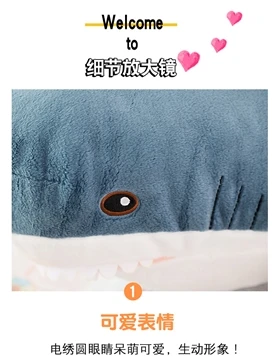 Shark Weiche Stofftiere Meer Tier Begleiten Kissen Plüschtiere Tier Puppe Für Kinder Jungen Geschenke Geburtstag Party Decor – Detail 7