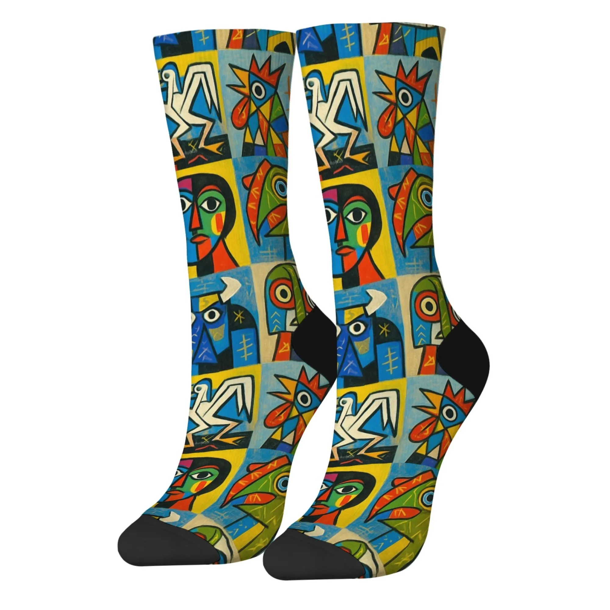 Abstract Painting Novelty Funny Socks Retro Style Street Fashion Men's Socks Comfortable Breathable Outdoor Casual Sports Socks