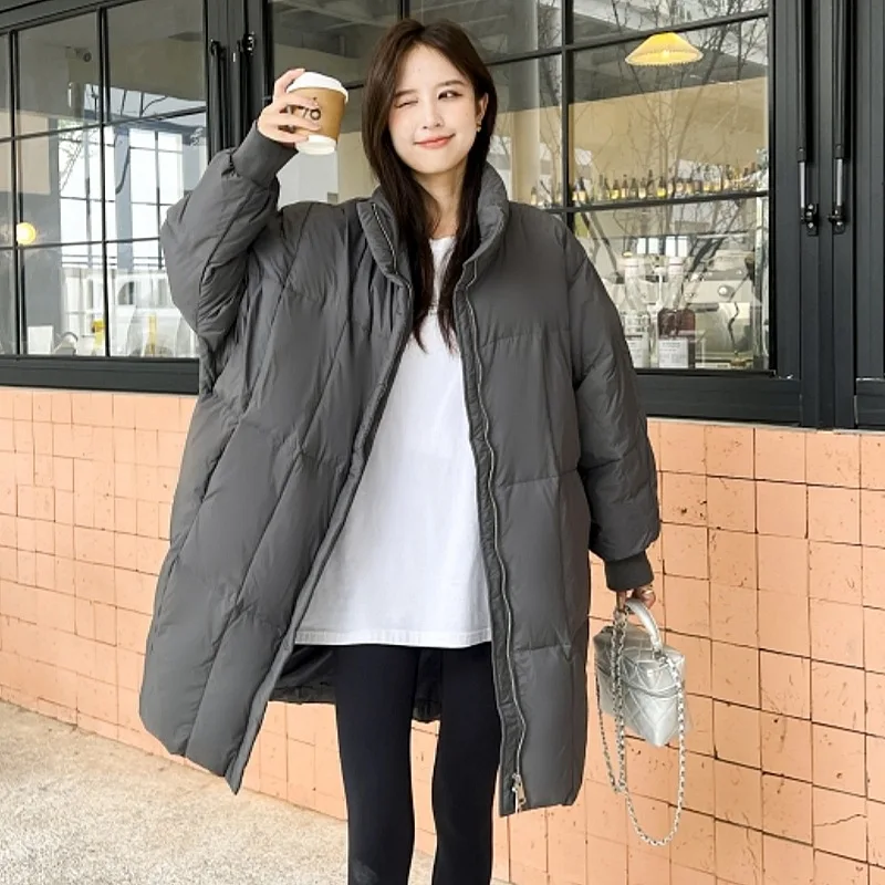 2024 New Down Padded Jacket Women's Winter Korean Version of Long Jacket Fashion Loose Thick Warm Over The Knee Coat