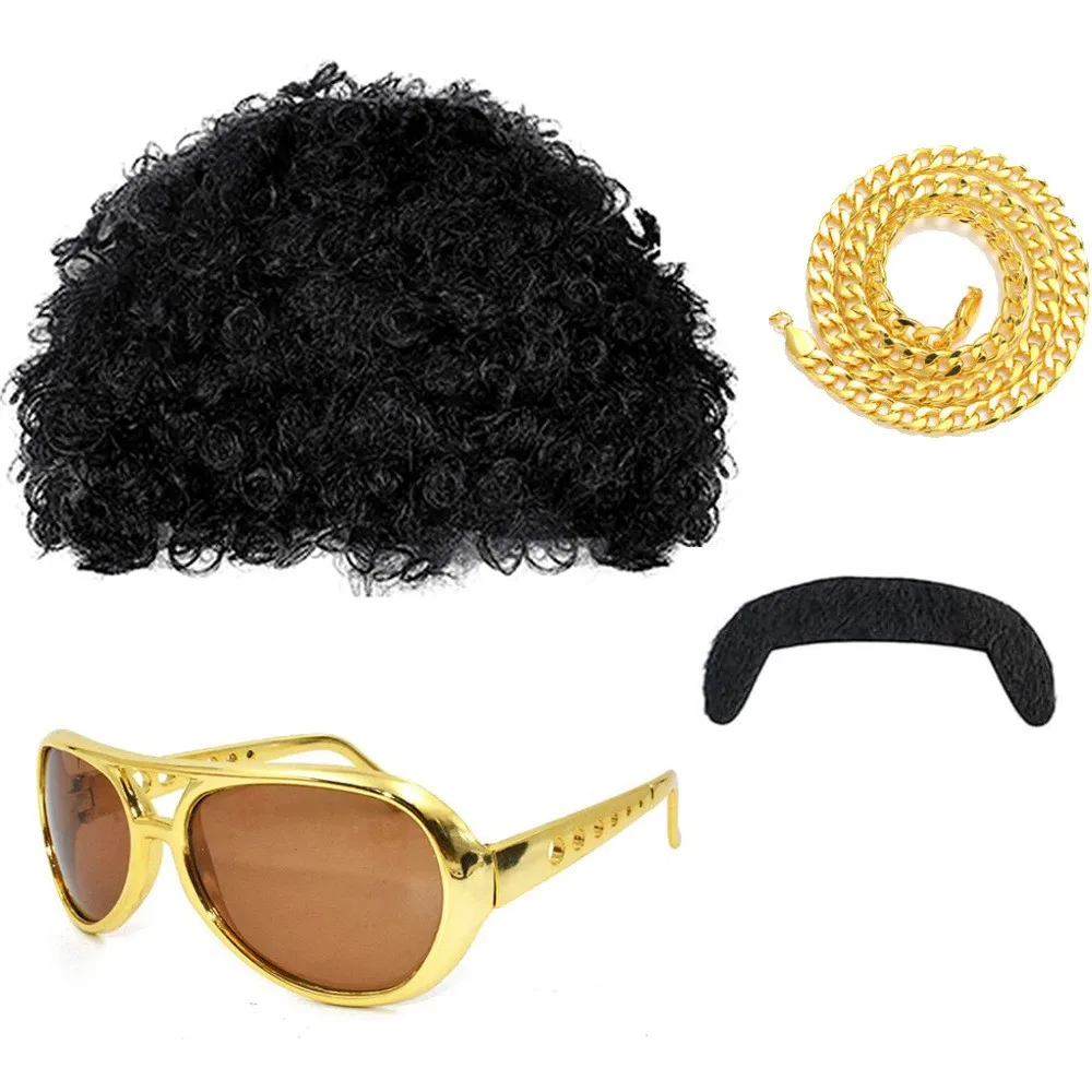 باروكة تنكرية على طراز موسيقى الروك الثمانينية لعيد الهالوين، مجموعة شعر منفوشة، باروكة للتنكر بأسلوب الموسيقى الثقيلة والديس...