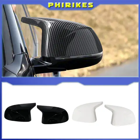 BMW F25 X3 F26 X4 F15 X5 F16 X6 2014 2015-2018용 자동차 후방 사이드 미러 커버 트림 밝은 검정 카본 파이버 스타일