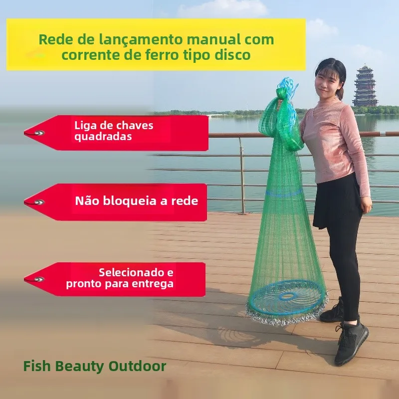 large-size-hand-thrown-disk-style-casting-net-half-finger-thickened-iron-chain-mesh-fishing-net-korean-style-for-outdoor-camp